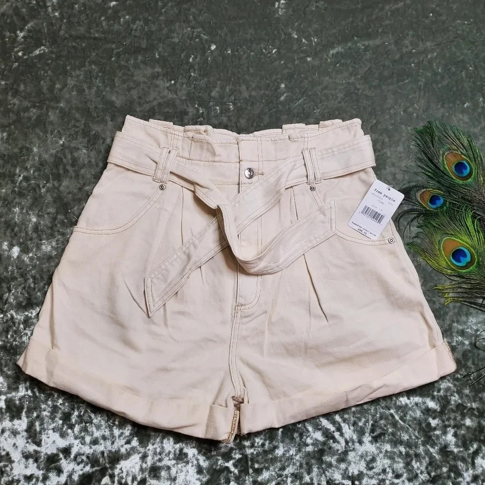 Free People Nova Denim Paperbag Shorts‎ Plume